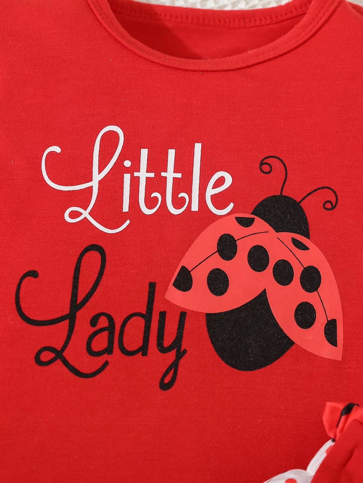 Adorable traje de mariquita de verano, conjunto de 2 uds para niñas, camiseta sin mangas + pantalones - Imagen 3