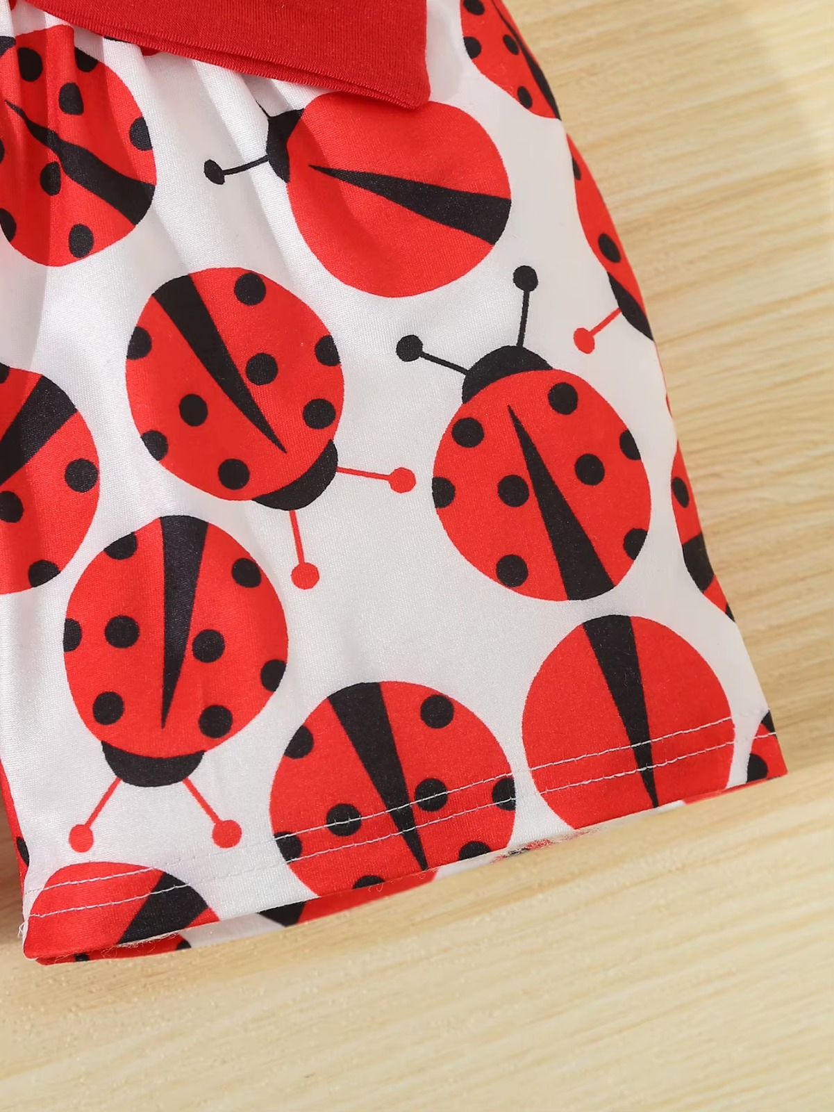 Adorable traje de mariquita de verano, conjunto de 2 uds para niñas, camiseta sin mangas + pantalones - Imagen 4